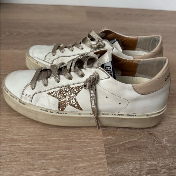 Golden Goose Hi Star Hidden Wedge Low Top Gold Sneakers Size 40 Great Condition - Picture 1 of 10
